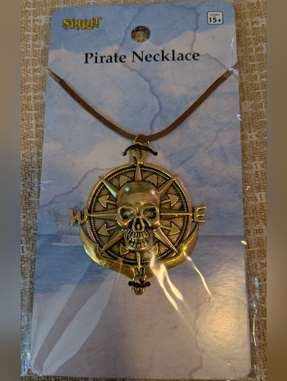 Spirit Gold Coin Pirate Skull Compass Necklace